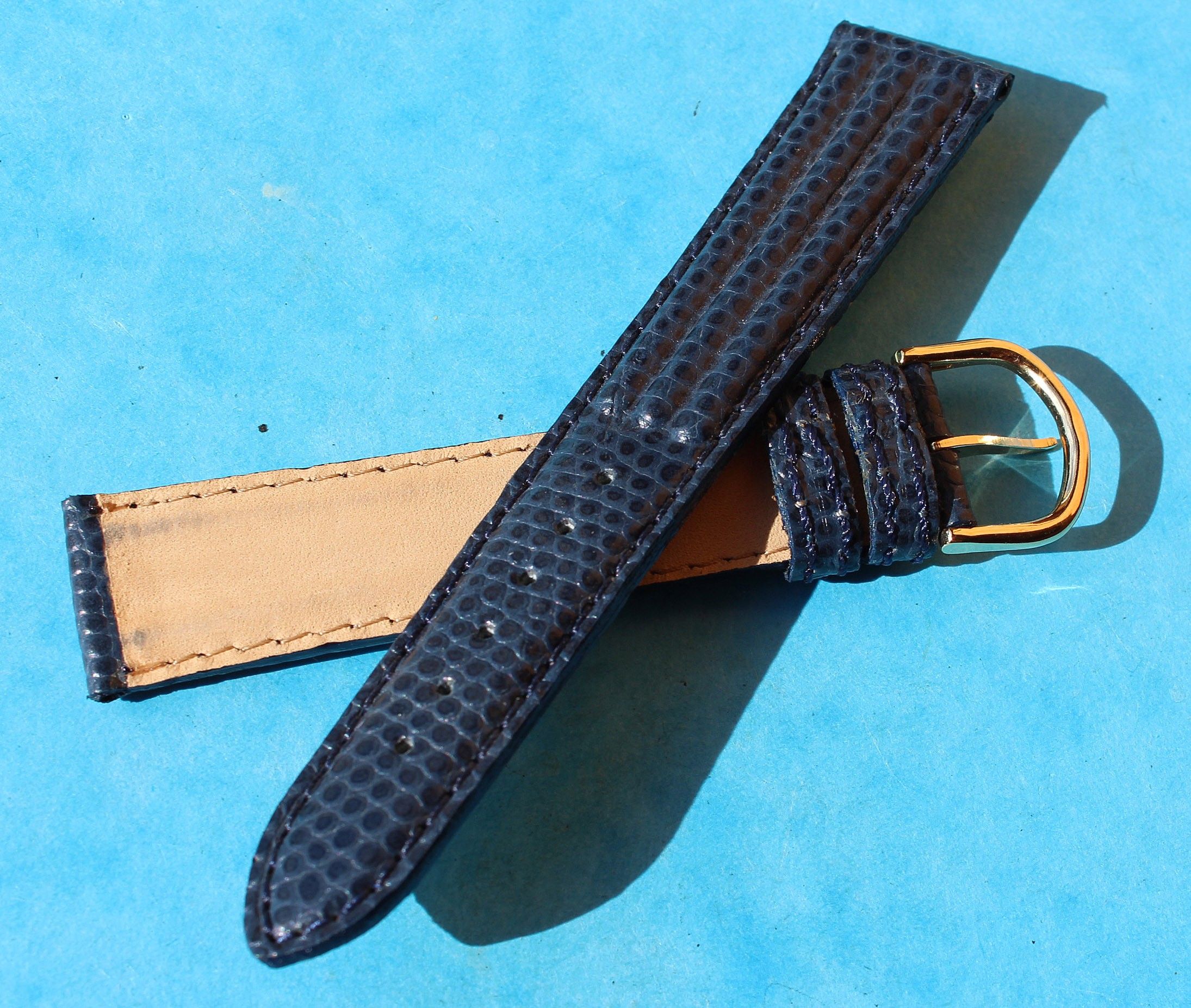 STUNNING DARK BLUE WATCHES LEATHER STRAP BAND 19mm WITH BUCKLE