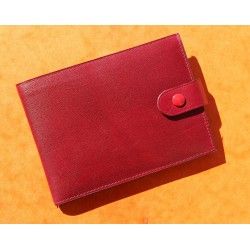 ROLEX Leather Wallet Bifold Coin Purse Billetero Cuero Cartera Portafoglio Brieftasche Red ref 60.02.03