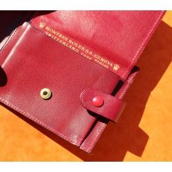 ROLEX Leather Wallet Bifold Coin Purse Billetero Cuero Cartera Portafoglio Brieftasche Red ref 60.02.03