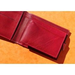 ROLEX Leather Wallet Bifold Coin Purse Billetero Cuero Cartera Portafoglio Brieftasche Red ref 60.02.03