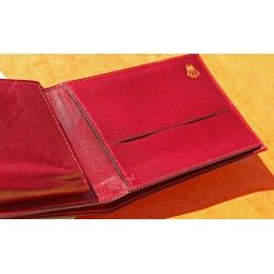 ROLEX Leather Wallet Bifold Coin Purse Billetero Cuero Cartera Portafoglio Brieftasche Red ref 60.02.03