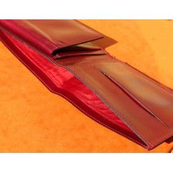 ROLEX Leather Wallet Bifold Coin Purse Billetero Cuero Cartera Portafoglio Brieftasche Red ref 60.02.03