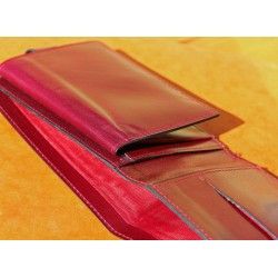 ROLEX Leather Wallet Bifold Coin Purse Billetero Cuero Cartera Portafoglio Brieftasche Red ref 60.02.03