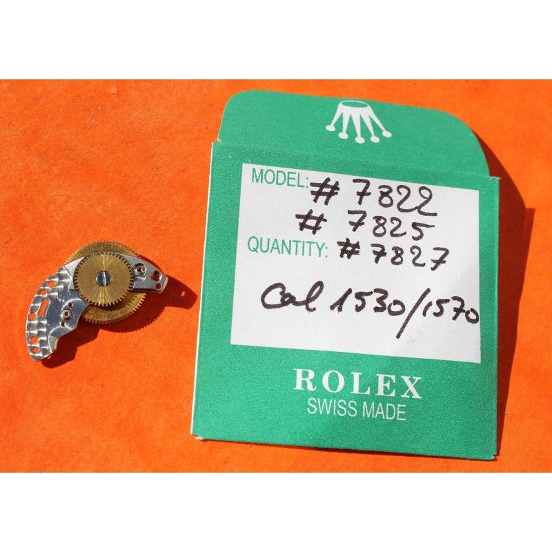 Rolex fournitures montres ref 7822, 7825, 7827, pont de barillet, ressort de barillet, barillet avec arbre cal 1520, 1530, 1570