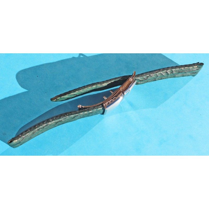 Bracelet De Montre Cuir Véritable Vert – Style Requin, Largeur 18 Mm, Fait Main, Vintage, Luxe
