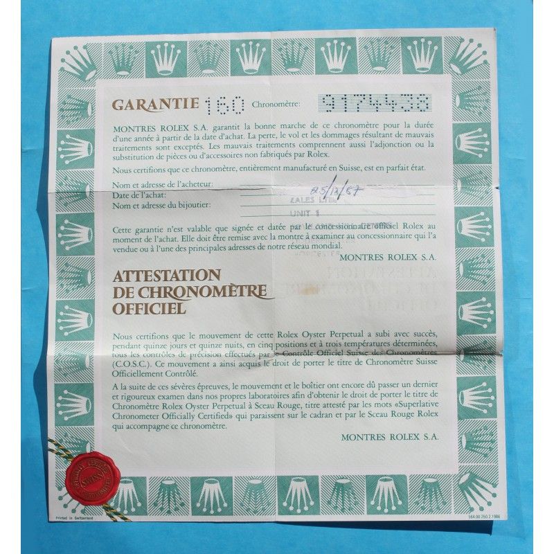 1992 GARANTIE PUNCHÉE PAPIER ROLEX GMT MASTER II 16710 SÉRIE CERTIFICAT 