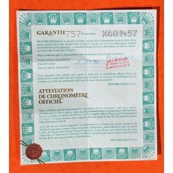 RARE 1971 GENUINE VINTAGE PUNCHED PAPER CERTIFICAT ATTESTATION DE CHRONOMETRE ROLEX OYSTER WATCHES