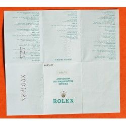 RARE 1971 GENUINE VINTAGE PUNCHED PAPER CERTIFICAT ATTESTATION DE CHRONOMETRE ROLEX OYSTER WATCHES