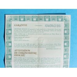 VINTAGE 1971 GARANTIE PUNCHÉE PAPIER MONTRES ROLEX CERTIFICAT ATTESTATION DE CHRONOMETRE 