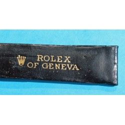 BRACELET MONTRE CUIR CROCODILE NOIR SIGNE ROLEX 17mm AVEC BOUCLE ARDILLON PLAQUE OR