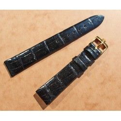 Vintage Rolex Original Black Crocodile Leather Strap watch New 17mm x 14mm with gold filled buckle