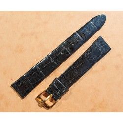 Vintage Rolex Original Black Crocodile Leather Strap watch New 17mm x 14mm with gold filled buckle