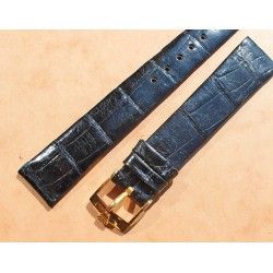 Vintage Rolex Original Black Crocodile Leather Strap watch New 17mm x 14mm with gold filled buckle