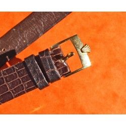 Vintage Rolex Original Black Crocodile Leather Strap watch New 17mm x 14mm with gold filled buckle