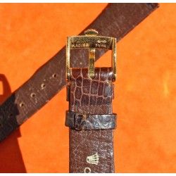 Vintage Rolex Original Black Crocodile Leather Strap watch New 17mm x 14mm with gold filled buckle