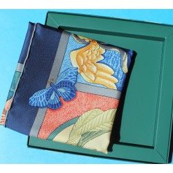 Genuine ROLEX Blue Silk Scarf Lenço Seda Schal Seide Seidentuch Sciarpa Seta 