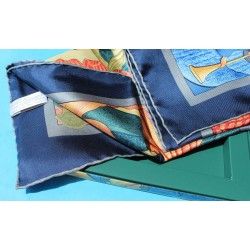 Genuine ROLEX Blue Silk Scarf Lenço Seda Schal Seide Seidentuch Sciarpa Seta 