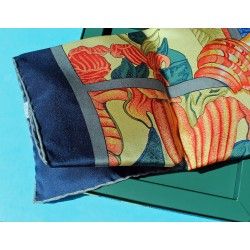 Genuine ROLEX Blue Silk Scarf Lenço Seda Schal Seide Seidentuch Sciarpa Seta 