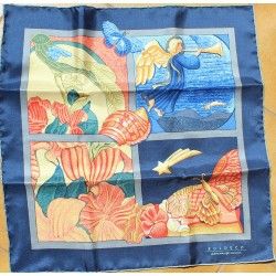 Genuine ROLEX Blue Silk Scarf Lenço Seda Schal Seide Seidentuch Sciarpa Seta 