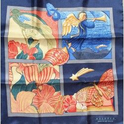 Genuine ROLEX Blue Silk Scarf Lenço Seda Schal Seide Seidentuch Sciarpa Seta 