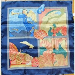 Genuine ROLEX Blue Silk Scarf Lenço Seda Schal Seide Seidentuch Sciarpa Seta 