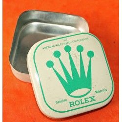 Vintage 50's Rolex Big logo Watch Part White & green Tin Box Display Metallic Container Rolex Watch USA Inc