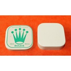 Vintage 50's Rolex Big logo Watch Part White & green Tin Box Display Metallic Container Rolex Watch USA Inc