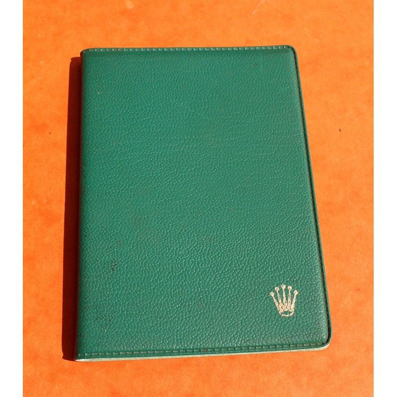 VINTAGE PORTEFEUILLE PASSEPORT PORTE CARTES ROLEX CUIR VERT VINTAGE