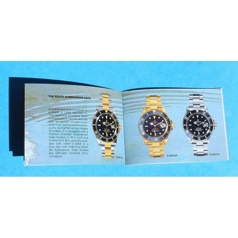 Rolex Submariner, Sea Dweller booklet manual english 1987 Submariner watches 5513 , 16800, 16803, 16808, Sea Dweller 16660 