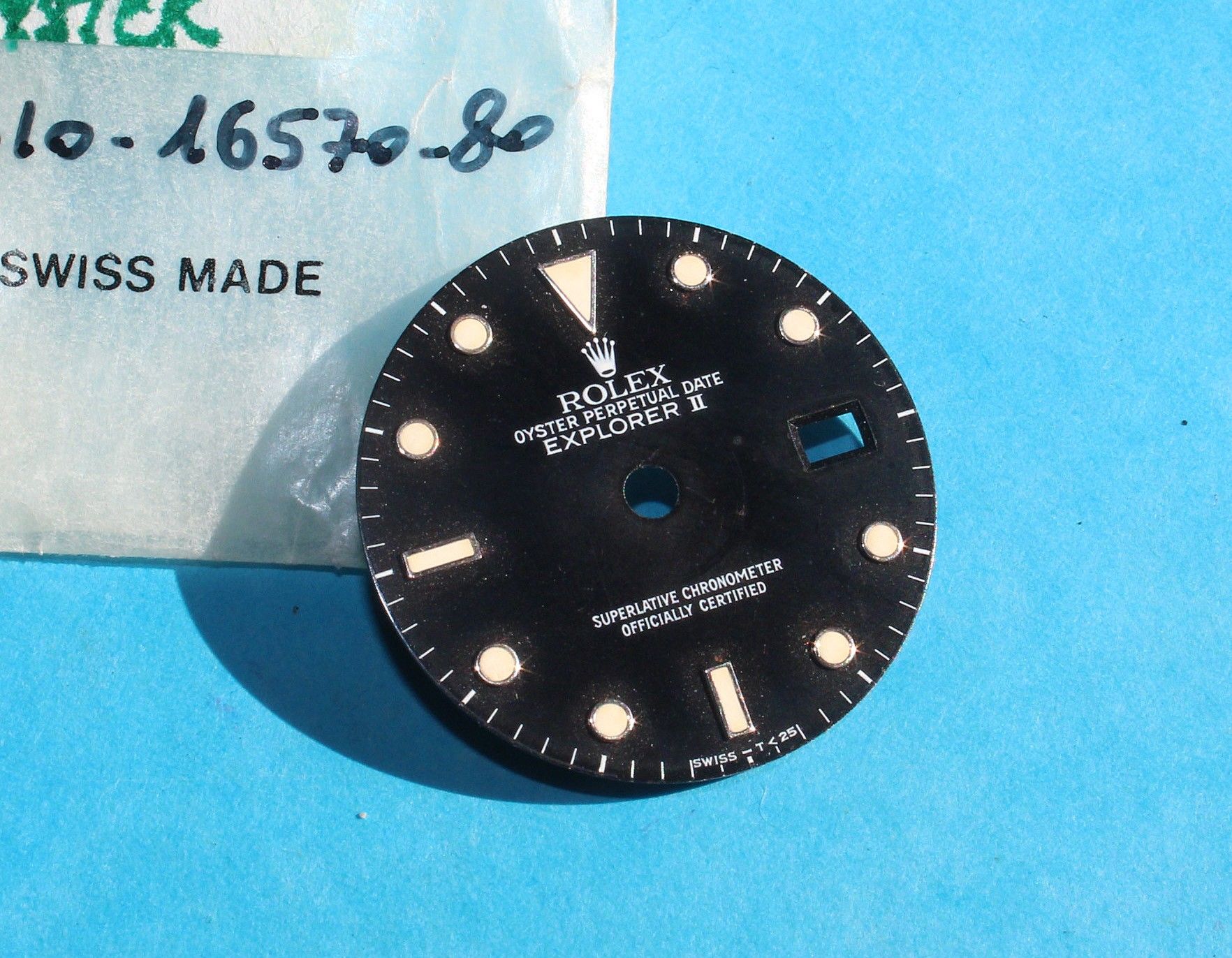 Rare N.O.S 80's Rolex 16550 Creamy Oyster Perpetual Date ''Explorer II'' Rail Dial cal 3085