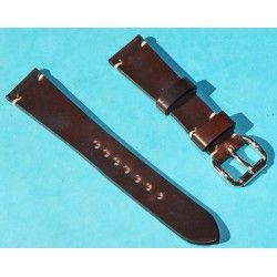 ★☆☆ BRACELET MONTRES COW BOY HORWEEN SHELL CUIR CORDOVAN ULTRA FIN 20mm COULEUR MARRON CHOCOLAT ★☆☆ 