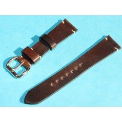 ★☆☆ BRACELET MONTRES COW BOY HORWEEN SHELL CUIR CORDOVAN ULTRA FIN 20mm COULEUR MARRON CHOCOLAT ★☆☆ 