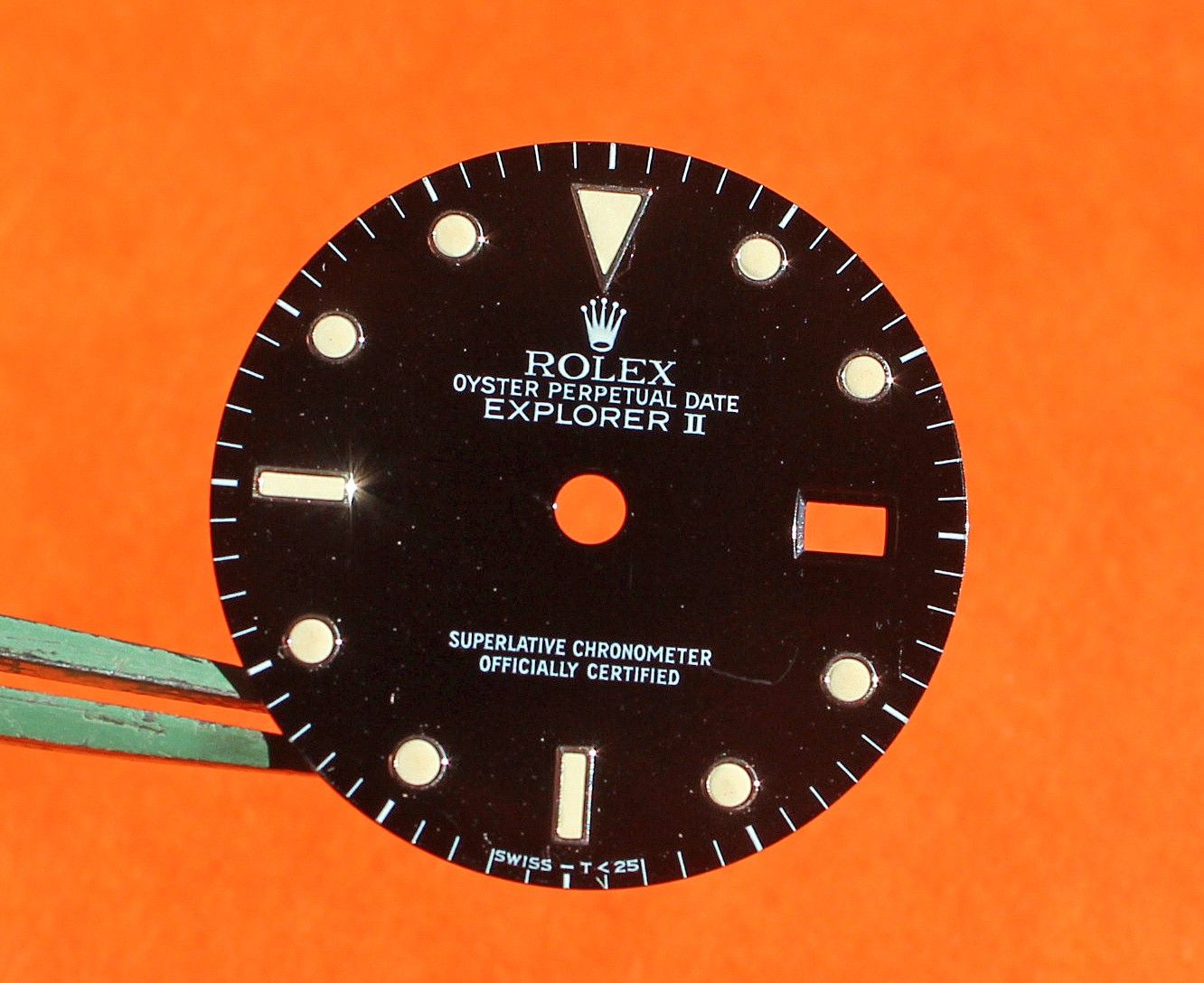Rolex Vintage Black 80's 16550, 16570 Oyster Perpetual Date ''Explorer II'' Rail watch tritium Dial cal 3085