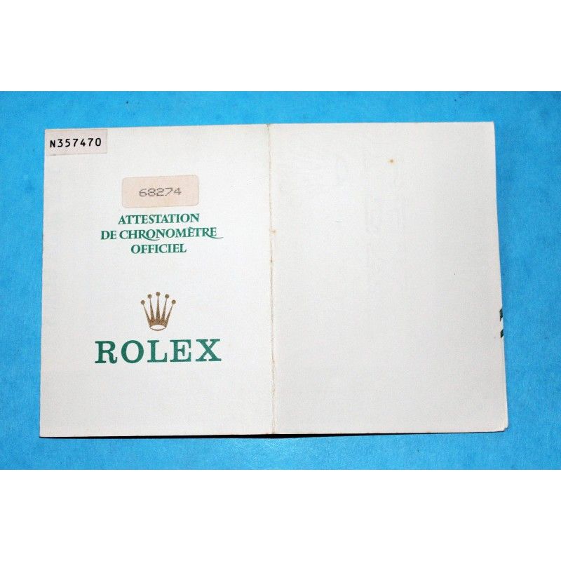 ROLEX 1992 VINTAGE PUNCHED PAPER CERTIFICAT WARRANTY 430 ROLEX OYSTER PERPETUAL DATEJUST 16234, Ref 564.00.400.11.92