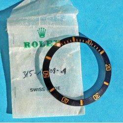 ROLEX INSERT LUNETTE NOIRE MONTRES SUBMARINER DATE OR & ACIER 16613, 16618, 16803, 16808 PERLE LUMINOVA