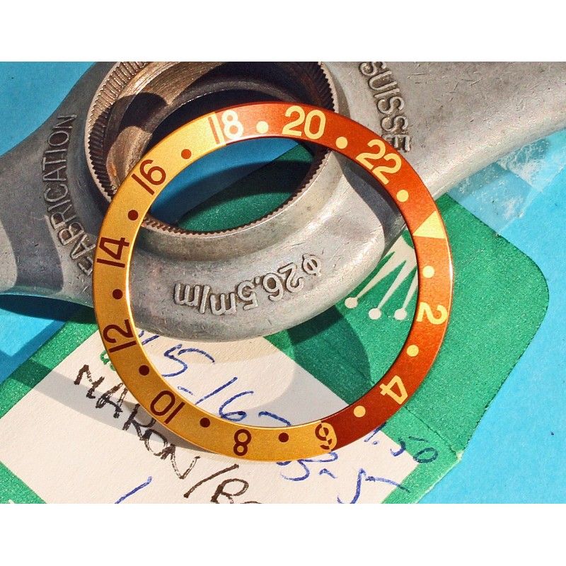 Rolex Vintage NOS Tutone 16753 ,16758, 16750, 1675, 1675/8, 1675/3 GMT Master 18k Bronze Brown Watch Bezel Insert part