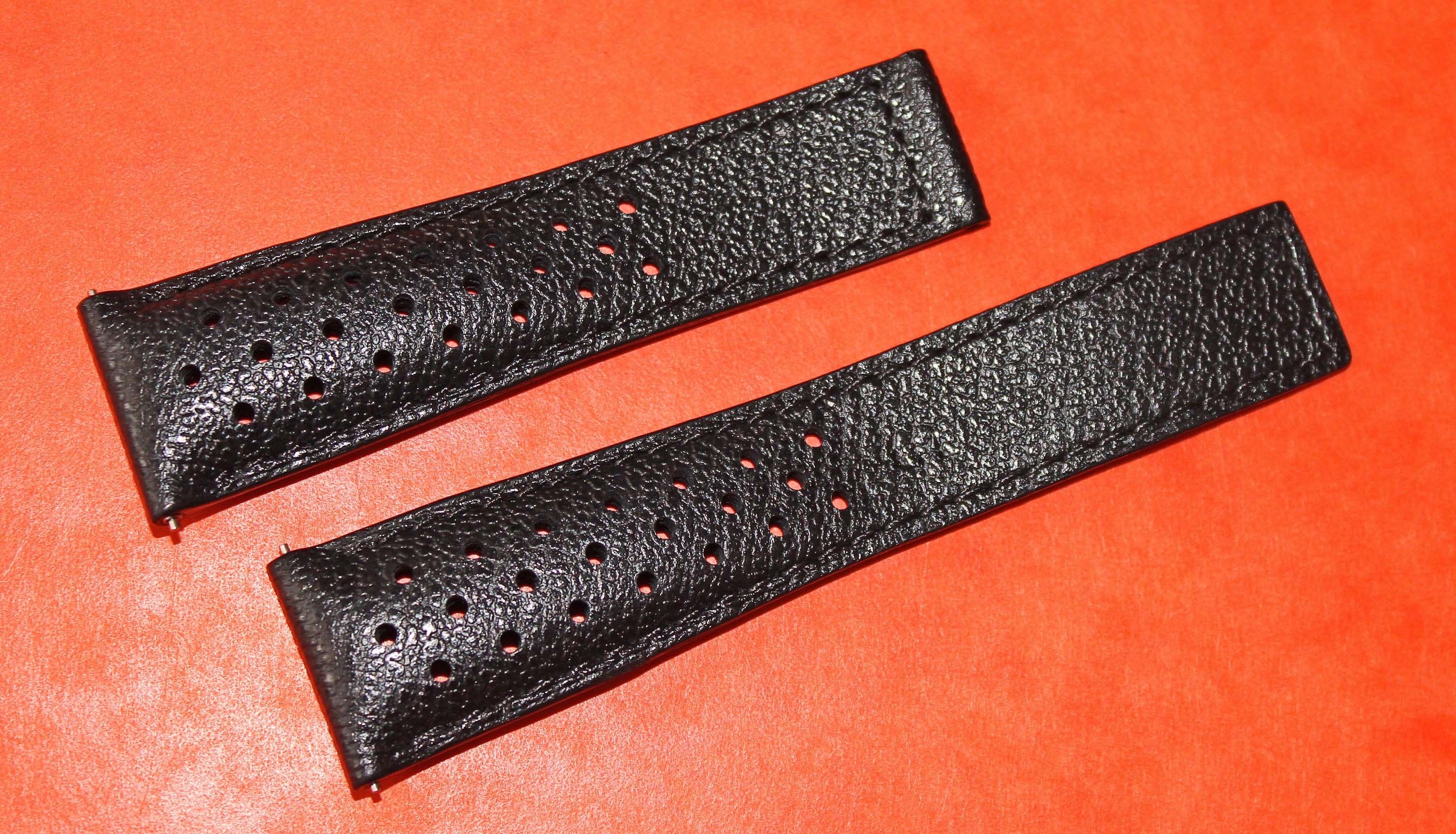 Bracelet Montre En Cuir De Veau Noir Façon Autruche - Tailles 26mm à 30mm - Neuf Avec étiquettes