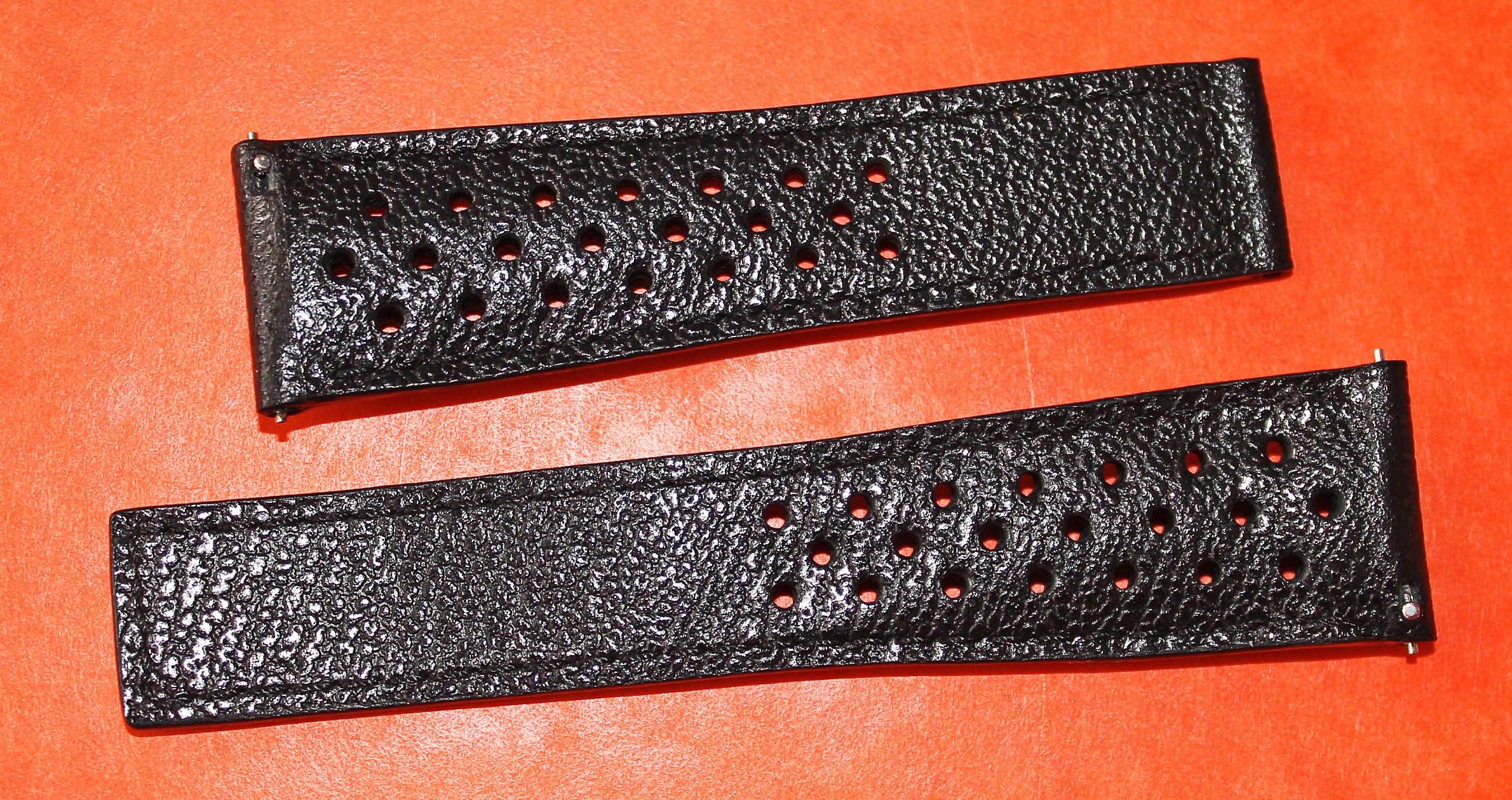 Bracelet Montre En Cuir De Veau Noir Façon Autruche - Tailles 26mm à 30mm - Neuf Avec étiquettes