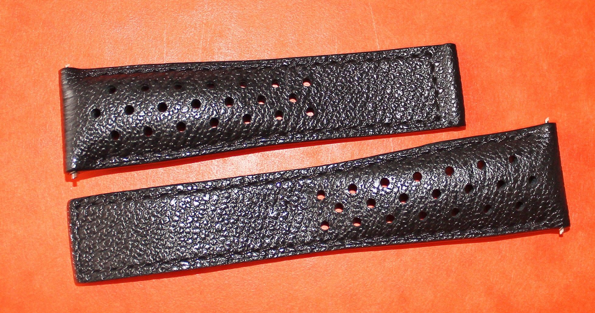 Bracelet De Montre En Cuir De Veau Orange Perforé – Largeurs 18,20,22,24 Mm, Neuf Avec étiquettes