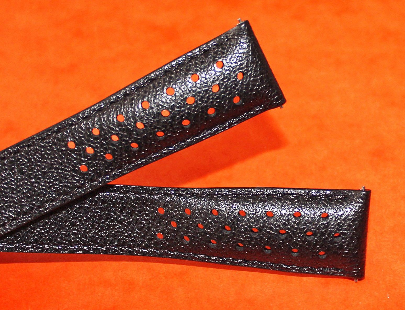 Bracelet De Montre Quick Release En Cuir De Veau Bleu - Surpiqué, Longueur M, Neuf