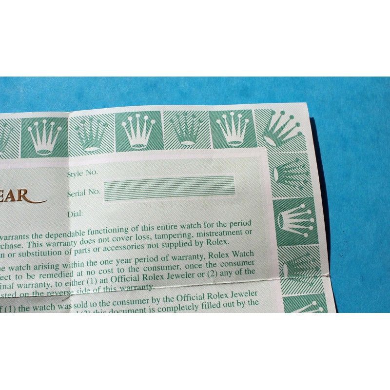 ROLEX RARE 1972 BLANK WARRANTY PAPER, BOOKLET DOCUMENT REGISTERED CERTIFICATE 1680, 5512, 5513, 6263, 1019, 1016, 1675