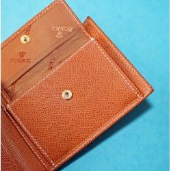 ROLEX Leather Wallet Bifold Coin Purse Billetero Cuero Cartera Portafoglio Brieftasche Red ref 60.02.03