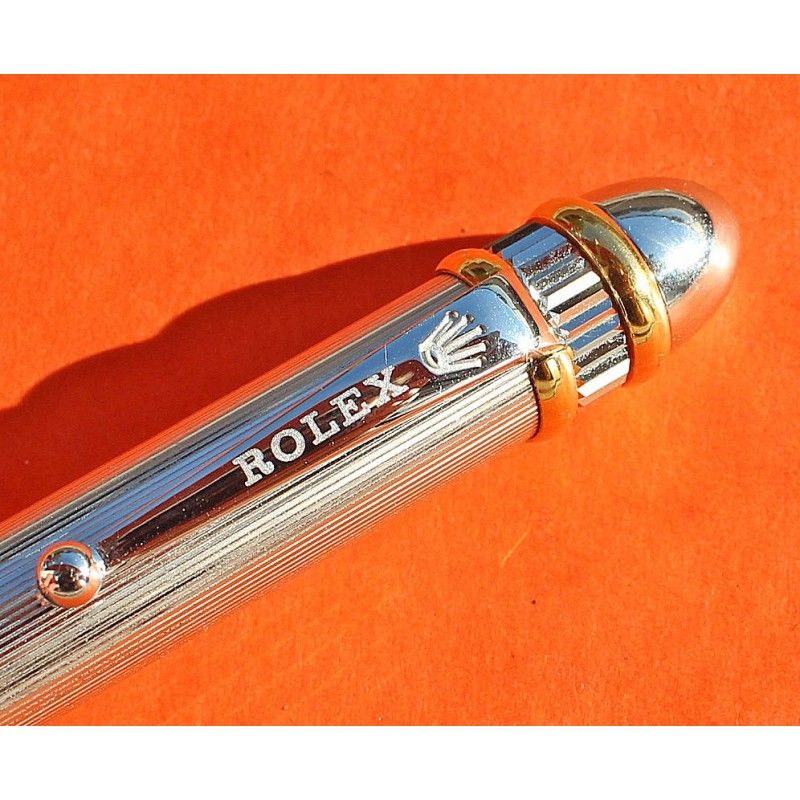 ☆★ RARE STYLO BILLES COURONNE ROLEX ARGENT & PLAQUE OR COLLECTOR GOODIE COLLECTION ☆★