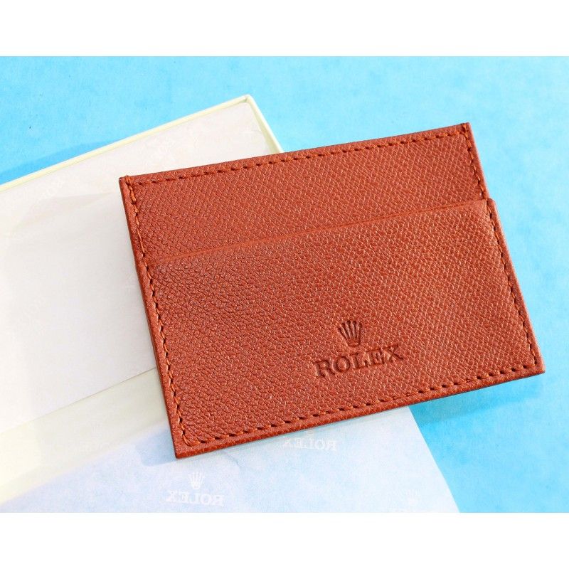 GENUINE LUXURY ROLEX TOBACCO COLOR LEATHER CARD HOLDER TRAVEL