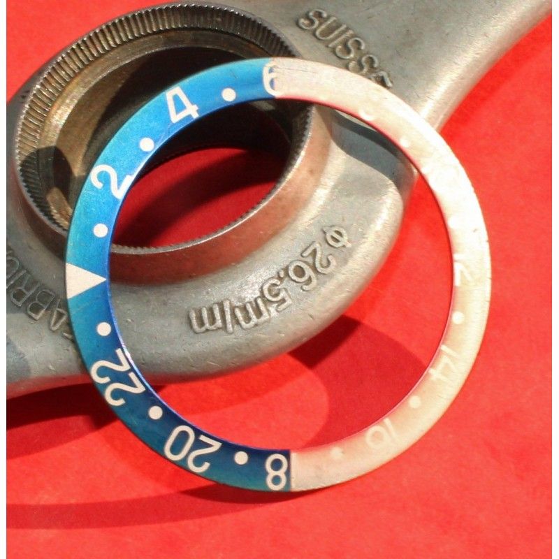 ROLEX FADED INSERT PEPSI ROUGE / BLEU DE MONTRES VINTAGES GMT MASTER 1675, 16750, 16758, 16753 FAT FONT