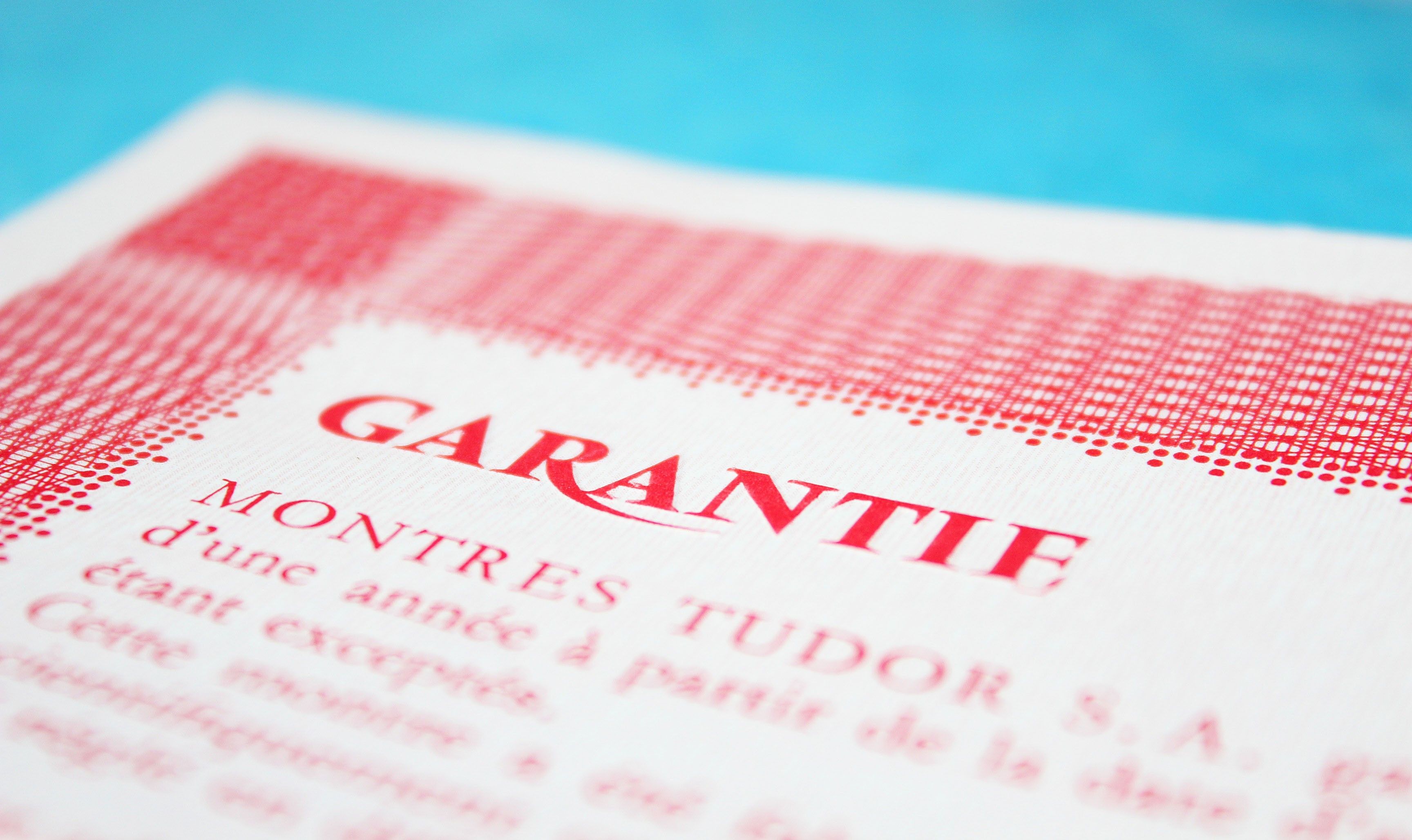 TUDOR document paper watch Certificate Guarantee Garantie Certificat Certificato