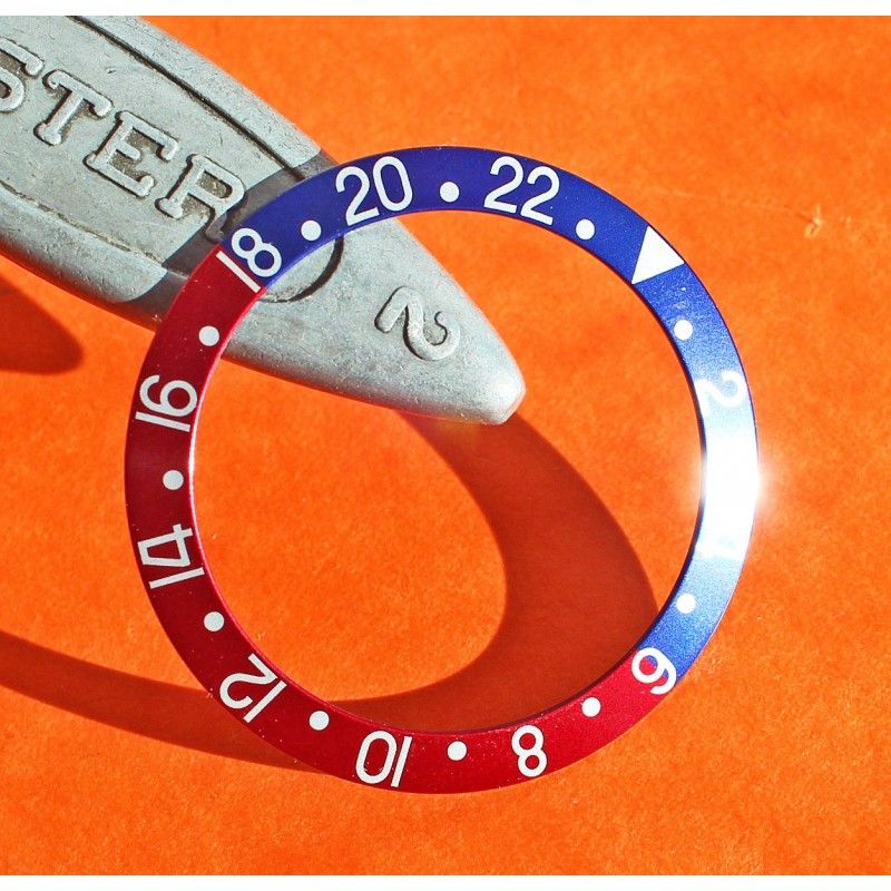 ROLEX INSERT GRADUE 24H B BICOLORE PEPSI ROUGE / BLEU DE MONTRES VINTAGES GMT MASTER 1675, 16750, 16758, 16753