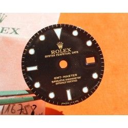 CADRAN ROLEX MONTRES GMT MASTER 16753, 16758 NOIR BRILLANT OEIL DU TIGRE -NIPPLE DIAL- cal 3075