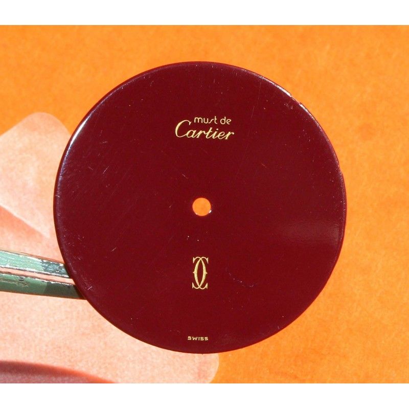 Cartier vintage cadran Authentique Rare Cadran bordeaux Oxblood Ø26mm montre Cartier Must De ref VC100295