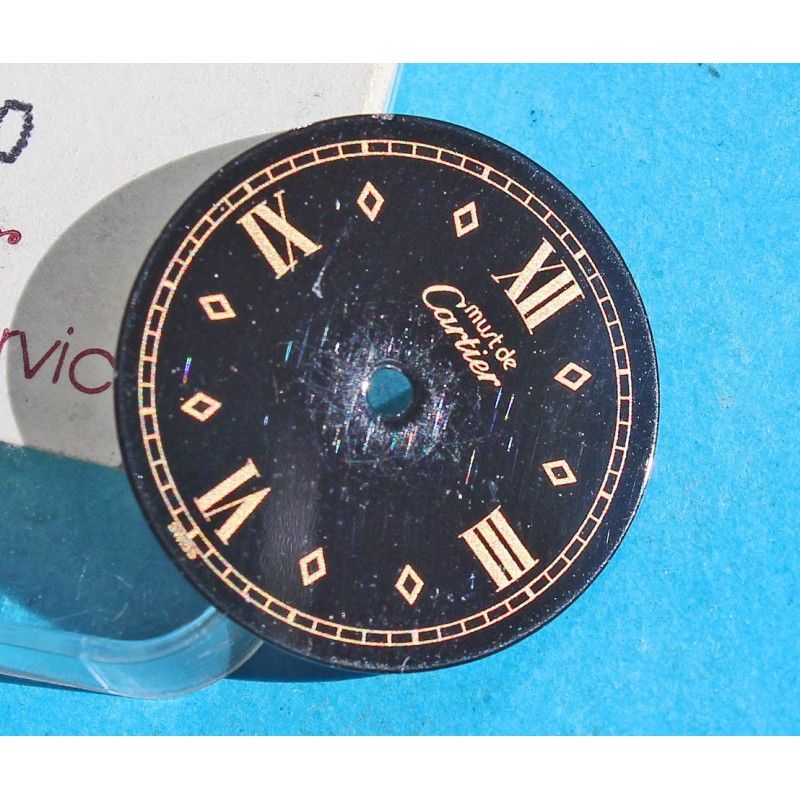 Authentique & Rare Cadran Noir Montre Dames Cartier MUST DE ronde Ø20.50mm ref VC100298